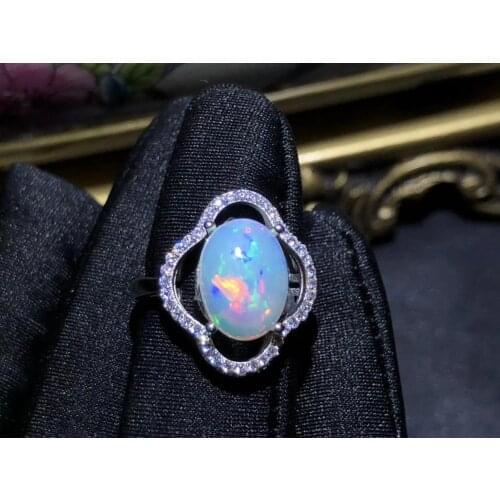 Big size fireworks color opal gemstone ring gem ring 925 silver fine jewelry girl ring natural gem birthday anniversary gift hot