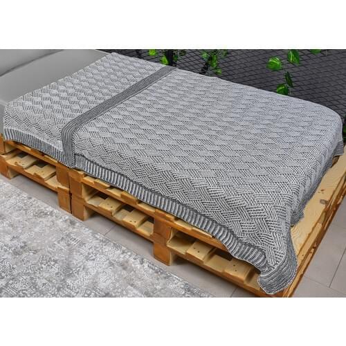 Comfort Gray Ecru Knitwear Mesh Single Sofa Blanket