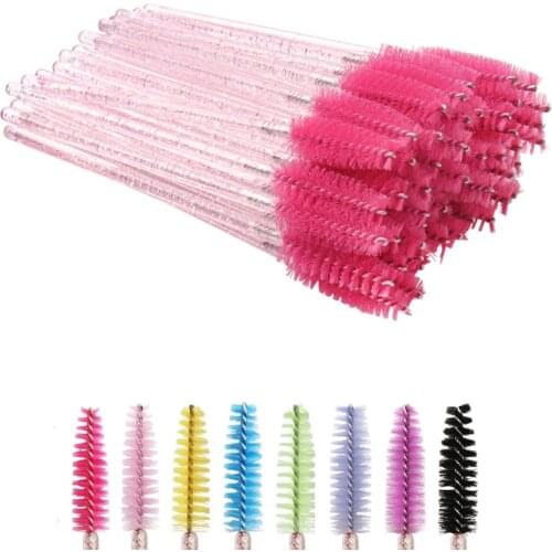 HOT 50 Pcs/Pack Disposable Crystal Eyelash Makeup Brush Diamond Handle Mascara Wands Eyelash Extension Tool