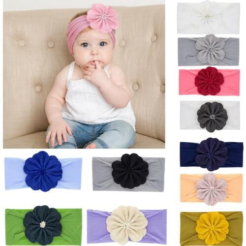 Newborn Cute Infant Baby Girls Boys Headband Cotton Elastic Baby Print Floral Hair Band Girls Flower Bow