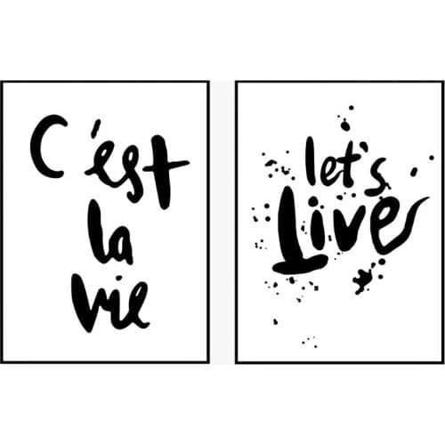 Motivational Poster Text Quotes Print Minimalism Wall Art Canvas Painting Black White Pictures for Living Room C'est La Vie
