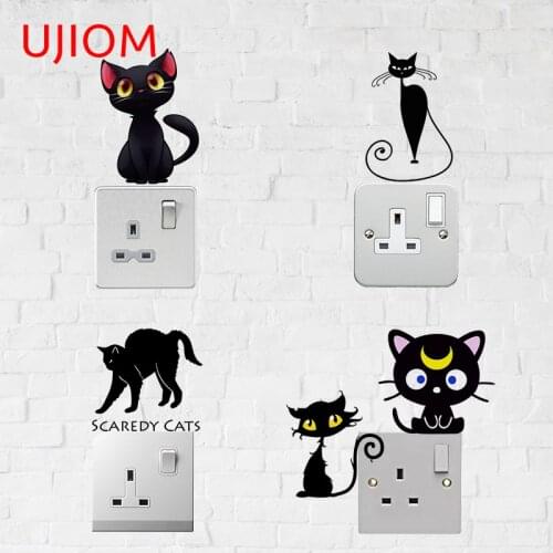 UJIOM Lovely Cat Door Sticker Home Decoration Living Room Decor Moisture Proof Wall Stickers Bathroom Kitchen Decor Poster Decal