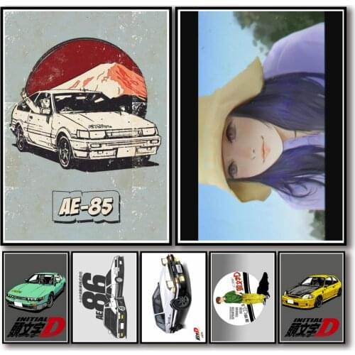 31 Designs Anime Initial D Whitepaper Poster Artwork Homedecal Fancy Wall Sticker for Coffee House Bar