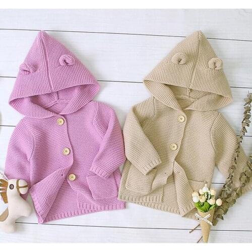 New Kids Knitted Cardigan Autumn Children Hooded Sweater Baby Boys Clothing Sweaters Infant Girls Single-Breasted Jacket