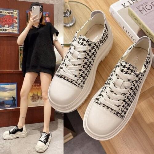 Canvas Shoes Women 2021 New Korean Version of The Net Red Student Round Toe Casual Shoes Womens Sports Shoes Women Ins Tide