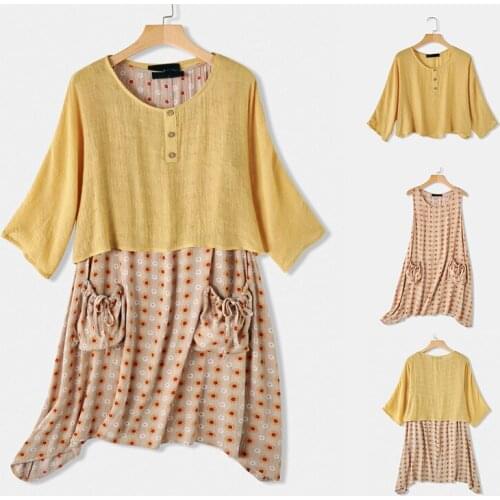 QPFJQD Mori Style Design Spring Autumn New Daisy Print O Neck Hood Two-piece Irregular Dress Loose Thin A- line Sweet Natural