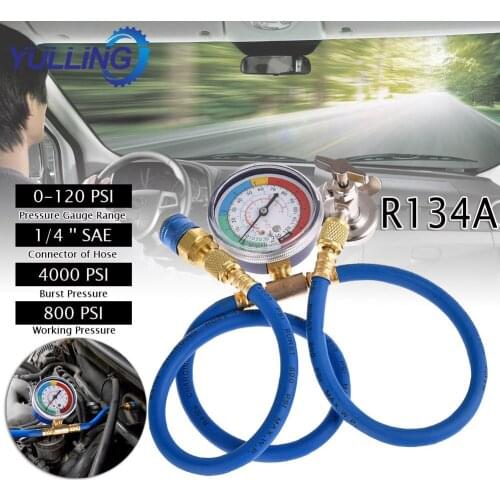 R134a Air Conditioner Fluoride Tube Quick Release Refrigerant Connector Cold Pressure Gauge Car Air Conditioning Repair Tool