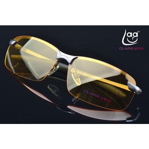 Night Use Yellow Lenses Polarization Polarized Alloy Frame Anti Glare Uv Brand Rimless Fashion Quality Discount Sunglasses