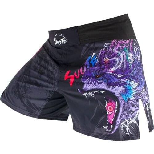 SUOTF Fierce Wolf Breathable MMA Shorts Tiger Muay Thai Kickboxing Training Shorts muay thai Clothing Fitness Sanda Boxing Short