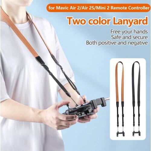SUNNYLIFE Adjustable PU Leather Neck Strap Lanyard for DJI Mavic Air2 2S Mini2 Drone Remote Controller Accessories
