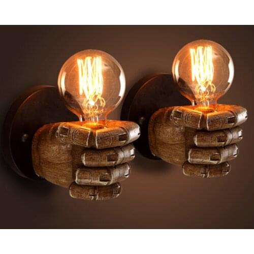 Fist resin vintage wall light LOFT retro industrial wind decorative wall lights hallway Hands Edison Bulb sconces light