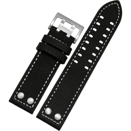 High quality leather strap replacement leather strap Khaki Classic Jazz for Seiko Hamilton 20mm22mm Brown Black Bracelet