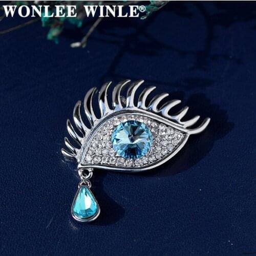 Wonlee Winle TOP Quality Full Rhinestone Austria Crystal Eye Brooches for Women Fashion Jewelry
