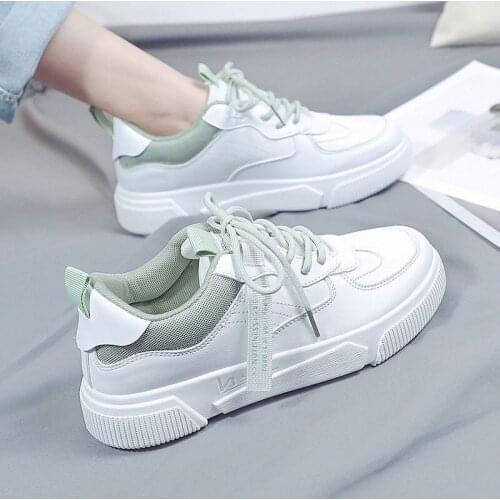 Women Sneakers Leather Shoes Spring Trend Casual Flats Sneakers Female New Vogue Comfort White Vulcanized Platform Shoes cv4