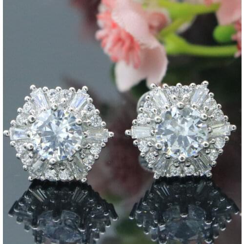 54x25mm SheCrown Classic Long Big 16g Created Golden Citrine White CZ Womans Silver Earrings