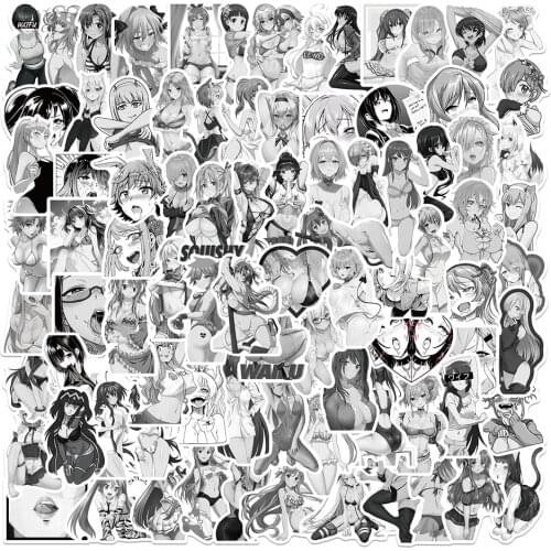 10/30/50/100PCS Black and White Anime Cartoon Sexy Girl Bunny Pinup Waifu Stickers Travel Luggage Guitar Waterproof Sticker Toy