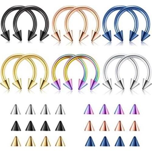 14G Lip Labret Nipple Eyebrow Nose Septum Rings Hoop Barbell Surgical Steel Ear Tragus Cartilage Helix Earrings Multi-Functional
