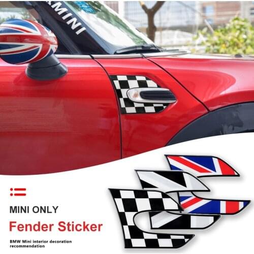 2Pcs Car Side Plate Wing Fender 3D Crystal Epoxy Stickers Decal For MINI COOPER JCW S F55 F56 Hatchback Car Styling Accessories