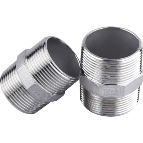 304 1/2" 4-Point Double External Thread Direct Head Plumbing Butt Joint Hardware Fittings Stainless Steel Butt Joint