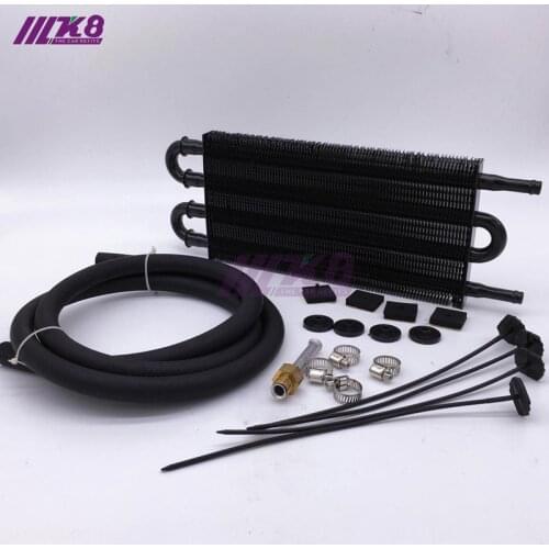 4 Row UNIVERSAL ALUMINUM REMOTE TRANSMISSION OIL COOLER/AUTO-MANUAL RADIATOR CONVERTER KIT
