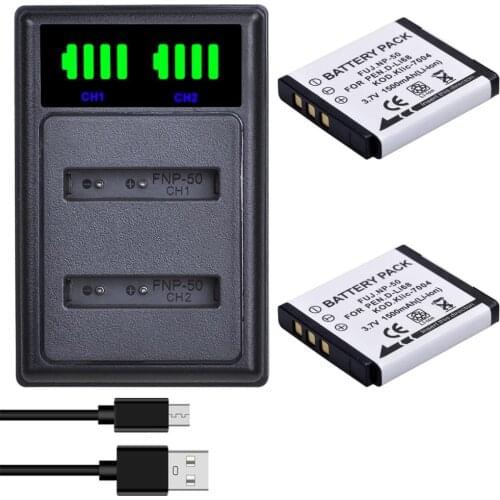 Batmax FNP50 NP-50 NP50 Battery +LED USB Dual Charger for FUJIFILM for Pentax D-Li68 for KODAK KLIC-7004 K7004 camera