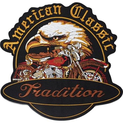 American Classics Patch Embroidered Eagle Tradition Motorcycle Biker Patches Iron On Vest Back Size for Jacket Large Sew On Cool
