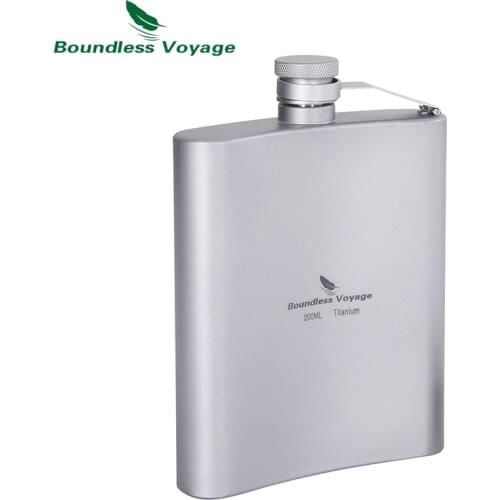 Boundless Voyage Camping Sports Water Bottle Wine Whiskey Flagon Titanium Hip Flask with Cup 7oz 200ml