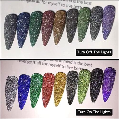 GLITTIES - Diamond Dust - NAIL ART Iridescent Fine (.008") Glitter Powder-for gel nail polish, gel and acrylic nail powder- 8Pcs