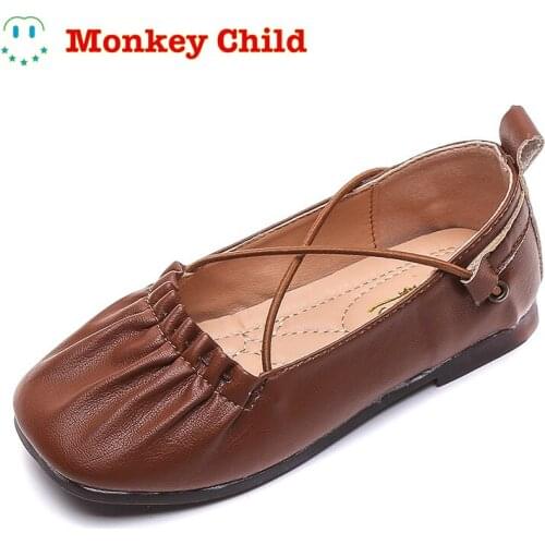 Spring Autumn Girls Shoes Cross-tied Princess shoes Shoe For Girl Kids Baby Soft Leather Boat Shoes Children Ballet Flats Toddle