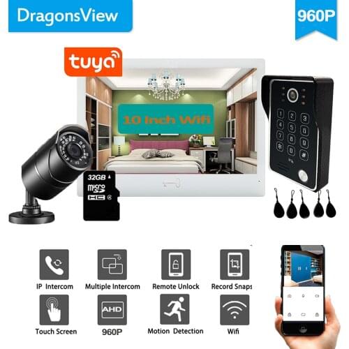 Dragonsview Wireless Phone Door Bell Camera Wifi video Intercom Smart Tuya App Remote Control 960P Wide Angle Password RFID