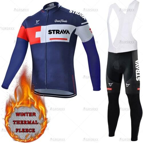 STRAVA Cycling Set Winter Keep Warm Cycling Bib Sets 2021 New Pro Breathable Trousers Pro Full Length Cycling Suits for Men