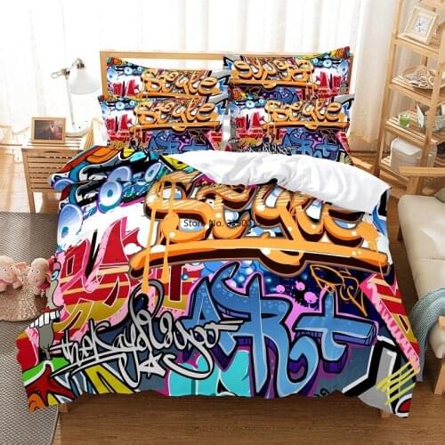 Hip-hop Graffiti Color Bedding Set Duvet Cover Set 3d Bedding Digital Printing Bed Linen Queen Size Bedding Set Fashion Design