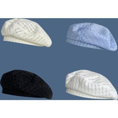 Korean Version of Ins New Plaid Beret Hat Female Summer Thin Section Breathable All-match Solid Color Painter Hat