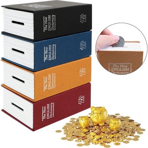 Creative Dictionary Coin Piggy Banks Book Money Saving Box With Hidden Secret Security Safe Lock Birthday Gift for Kids