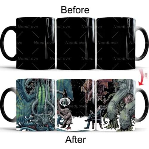 1Pcs 350mL Lovecraft Monsters Shoggoth Deep One Ghoul Abhoth Hastur Azathoth Cthulhu Mug Color Changing Magic Mugs Cup Tea