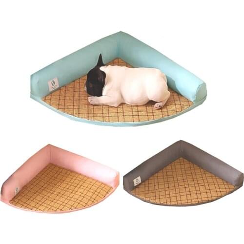 Summer Pet Cooling Mat Wall Coner Cooling Bed Mat Small Dog Ice Silk Breathable Nest For Dog Cat Cooling Seat Mat Outdoor Home
