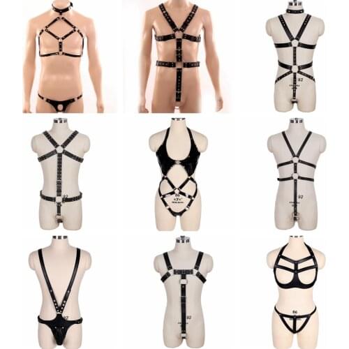 Punk Fancy Clothing Accessories Sex Cosplay Costumes Sexy Women Mature Men Gentleman Adjustable Leather Body Chest Harness Belt