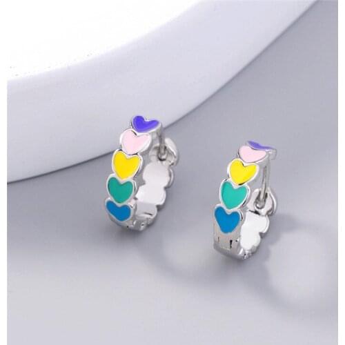 2021 Fashion Color Love Heart Earrings Enamel Porcelain Drop Oil Heart Earrings for Womens Girl Accessories Ear Hoop Jewelry
