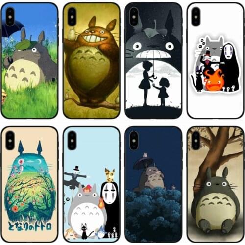 My Neighbor Arriving Totoro Outing Anime Cover black Phone Case For iPhone 6 6plus 7 8plus 5 5S SE For iPhone X XS XR XS Max