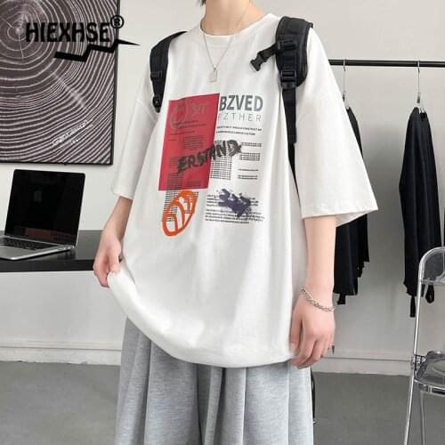 Mens Summer Loose Oversized T-Shirt Graffiti Style Cotton Mens Short-Sleeved O-Neck Breathable Fashion Casual Harajuku T-Shirt