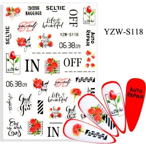 Spring summer nail art sticker for women nail tips decoration self adhesive Graffiti flowers letters nail decals FW090
