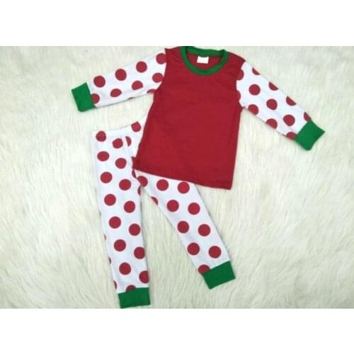 New arrival dotted outfits baby boys girls Christmas style top+elastic pants 2 pcs sets kids pajamas childrens clothing gxj