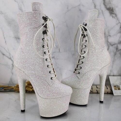 Leecabe 17CM/7inches Pole dancing shoes High Heel platform Boots Pole Dance boot