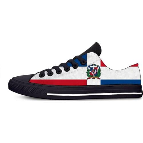 Hot Dominican Republic Flag Classic Fashion Cool Casual Canvas Shoes Low Top Lightweight Breathable 3D Print Men women Sneakers
