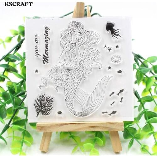 KSCRAFT Beauty Mermaid Transparent Clear Silicone Stamp/Seal for DIY scrapbooking/photo album Decorative clear stamp sheets 233