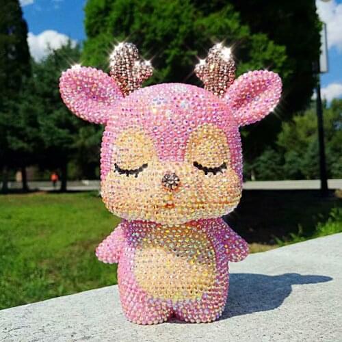 Rhinestone Deer Piggy Bank Cute Cartoon Elk Miniature Figurines Bling Coin Saving Box Kids Deposit Box Home Christmas Decor