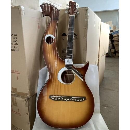 Tobacco 6/6/8 Strings Harp Acoustic guitar 6-6-8 strings Lyra Double Necks electric acoustic Guitar cithara Guitar free shipping