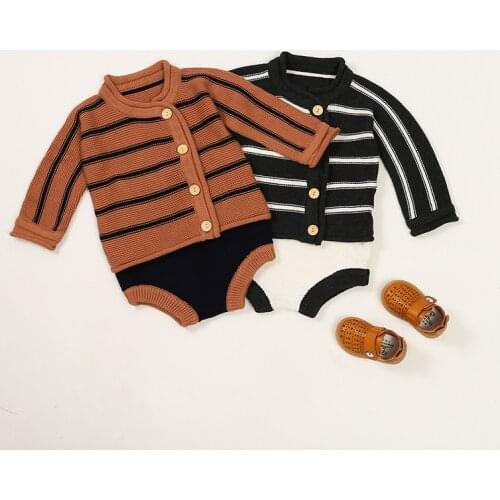 Baby Boy Girls Knitted Rompers Newborn Stripes Long Sleeve Jumpsuit Autumn Toddler Kniting Romper infant Neutral Clothes