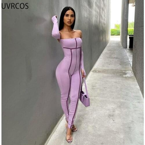UVRCOS Y2K Clothes Combinaison Femme Bulk Items Wholesale Lots Striped Patchwork Slash Neck Backless Skinny One Piece Pantalones