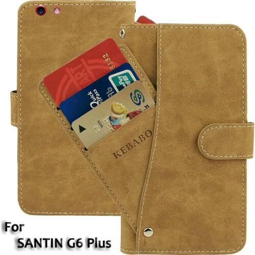 Vintage Leather Wallet SANTIN G6 Plus Case 5.5" Flip Luxury Card Slots Cover Magnet Stand Phone Protective Bags